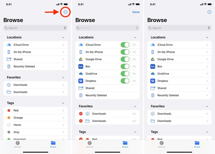 Mở ứng dụng Files trên giao diện chính của iPhone để bật dịch vụ của bên thứ 3