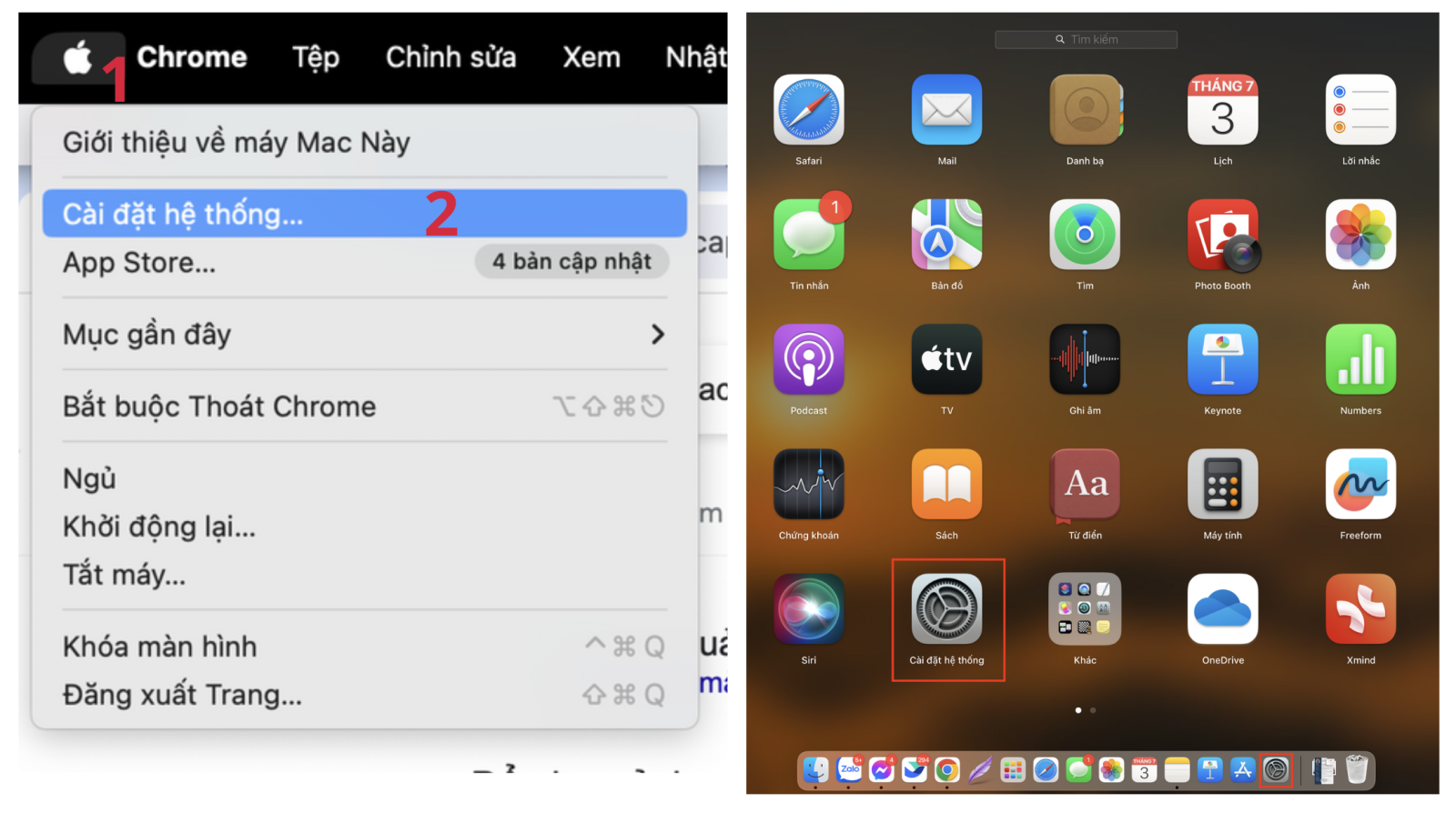 Mở cửa sổ System Preferences