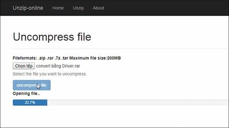 Quá trình giải nén file RAR