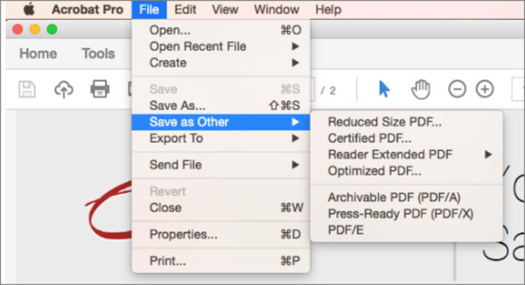 Vào mục “File” nhấn “Save as Other” rồi chọn “Reduced size PDF” là hoàn thành thao tác nén file PDF