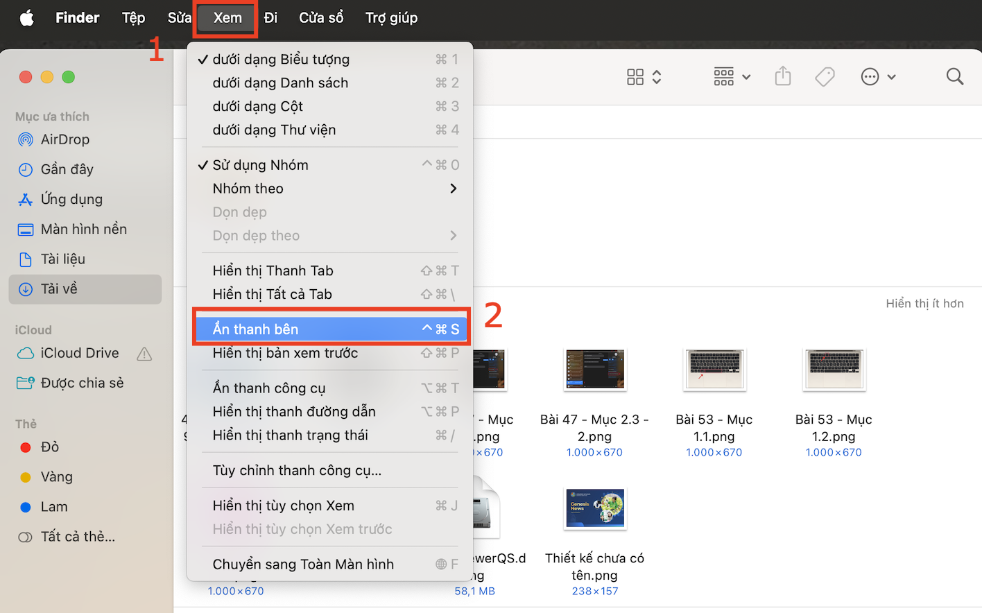 Cách ẩn thanh bên Finder MacBook