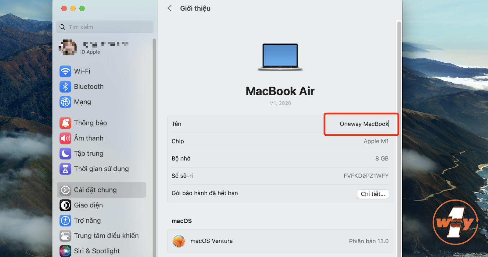Đổi tên MacBook tuỳ thích