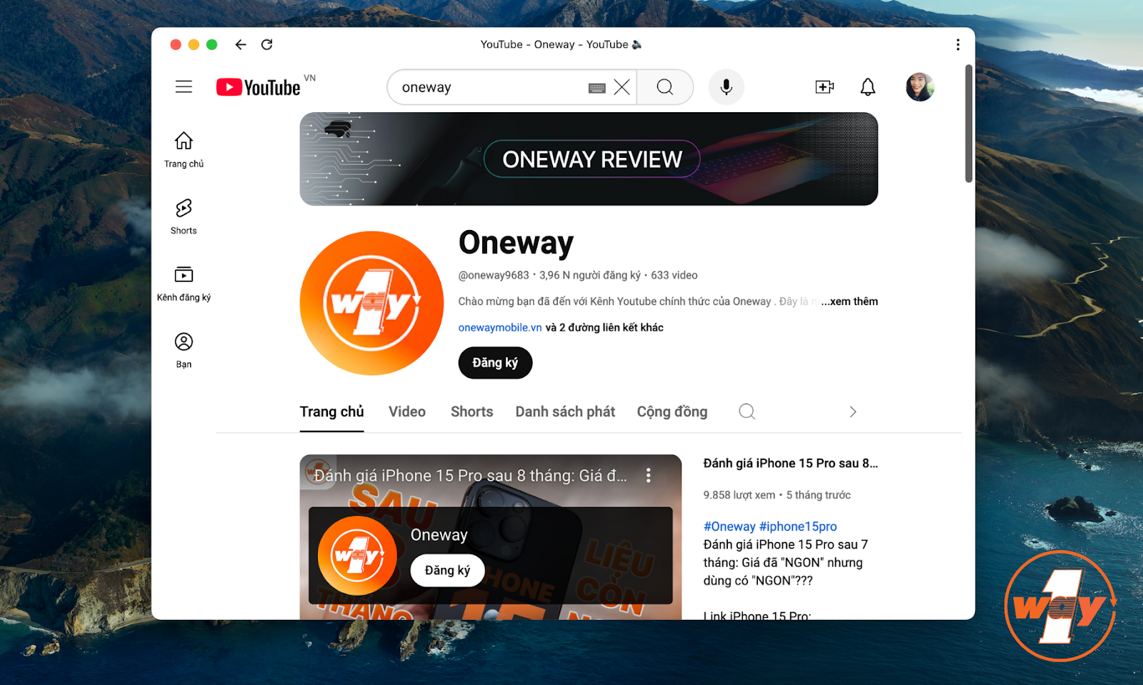 Giao diện YouTube trên MacBook