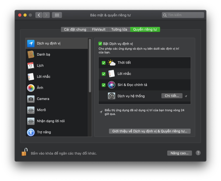 Chọn Bật dịch vụ Định vị (Enable Location Services)